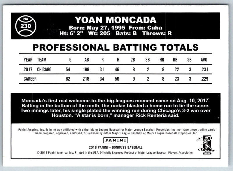 2018 Donruss Yoan Moncada