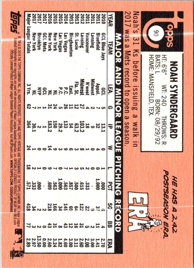 2018 Topps Heritage Noah Syndergaard