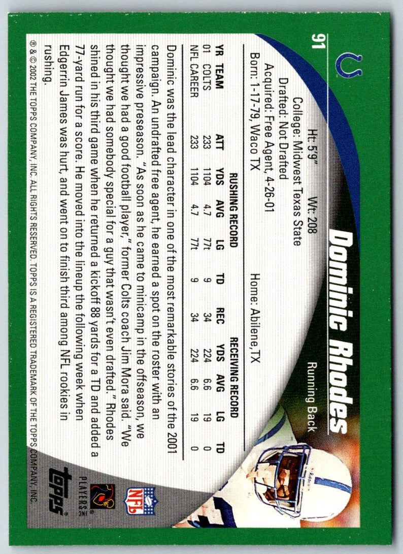 2002 Topps Dominic Rhodes