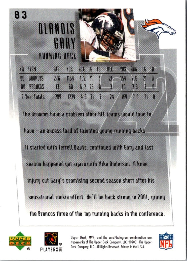 2001 Upper Deck MVP Olandis Gary