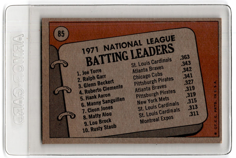 1972 Topps NL 1971 Batting Leaders - Joe Torre/Ralph Garr/Glenn Beckert