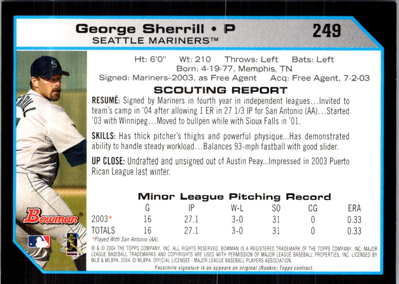 2004 Bowman George Sherrill