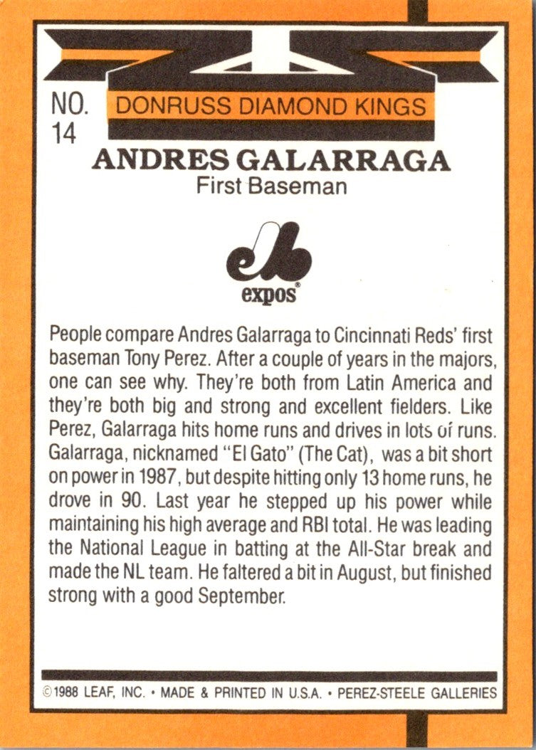 1989 Diamond Kings Andres Galarraga