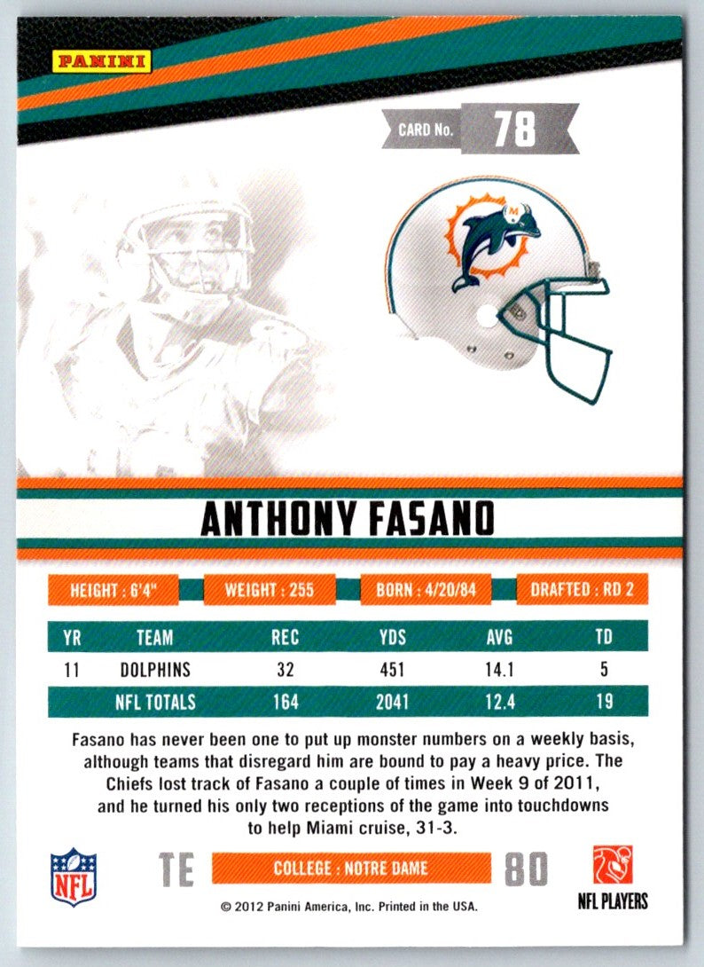 2012 Panini Rookies & Stars Anthony Fasano