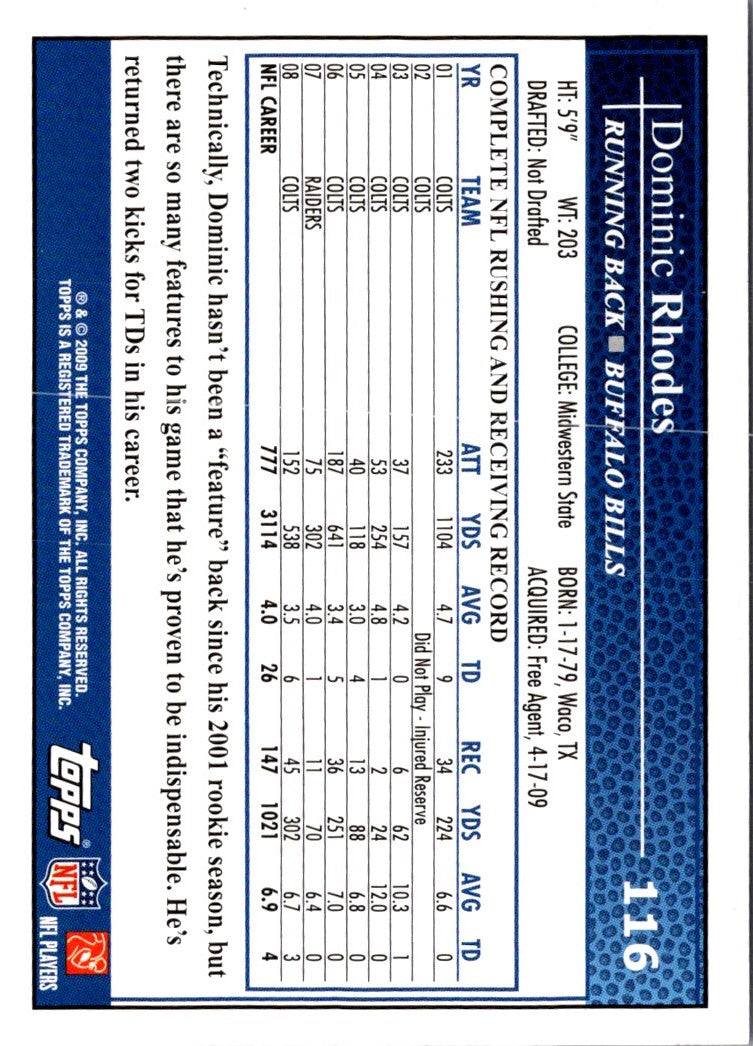 2009 Topps Dominic Rhodes