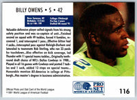 1991 Proset World League Billy Owens #116