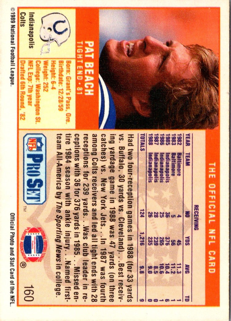 1989 Pro Set Pat Beach