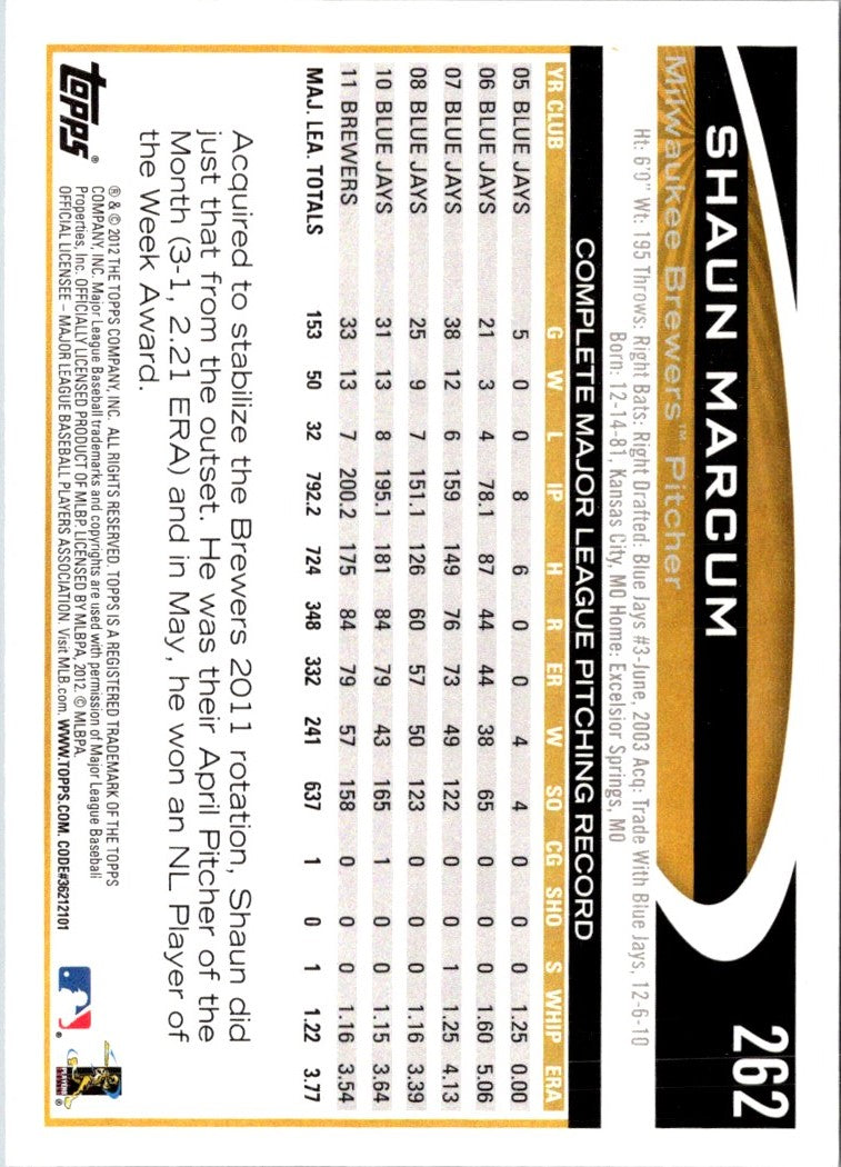 2012 Topps Shaun Marcum