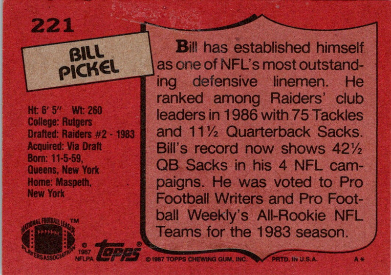 1987 Topps Bill Pickel