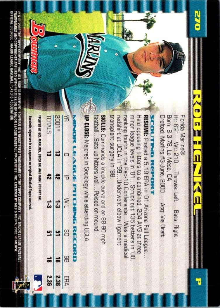 2002 Bowman Rob Henkel