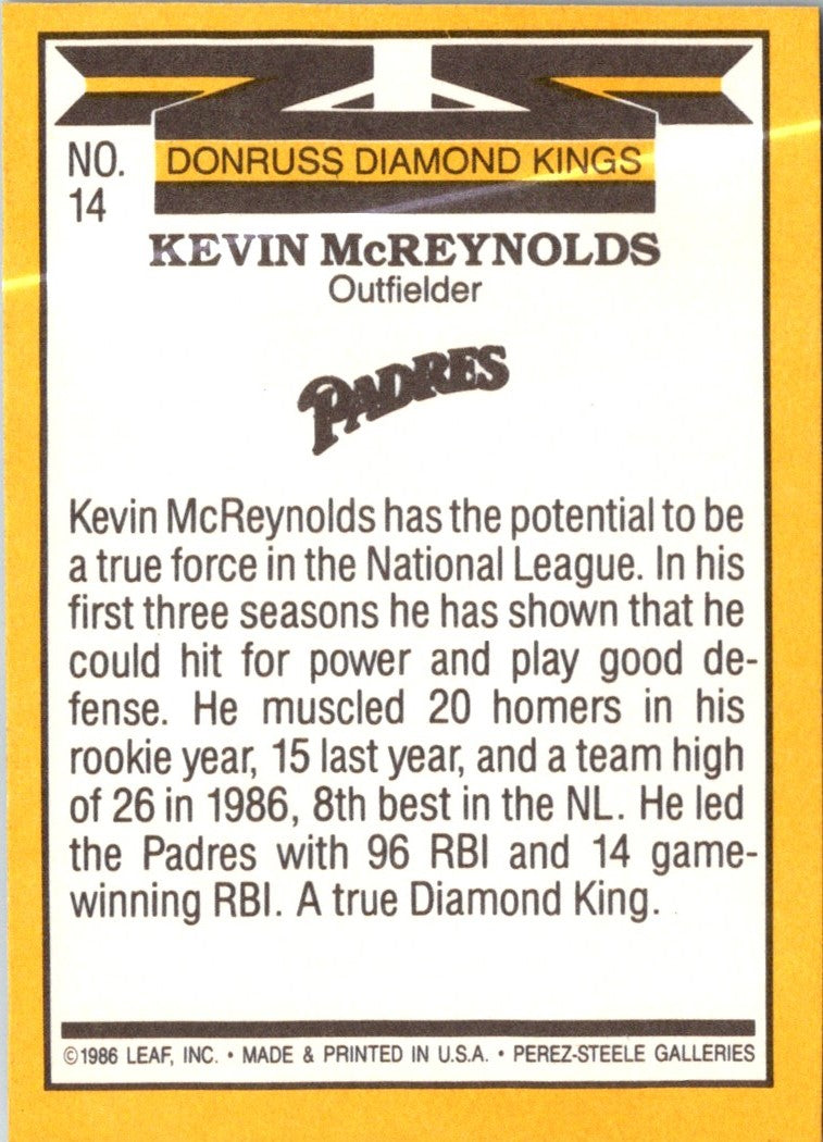 1987 Diamond Kings Kevin McReynolds