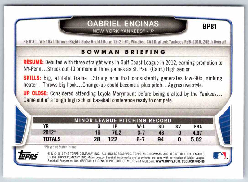 2013 Bowman Gabriel Encinas