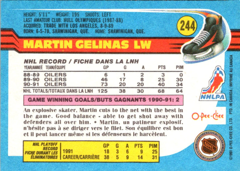 1991 O-Pee-Chee Martin Gelinas