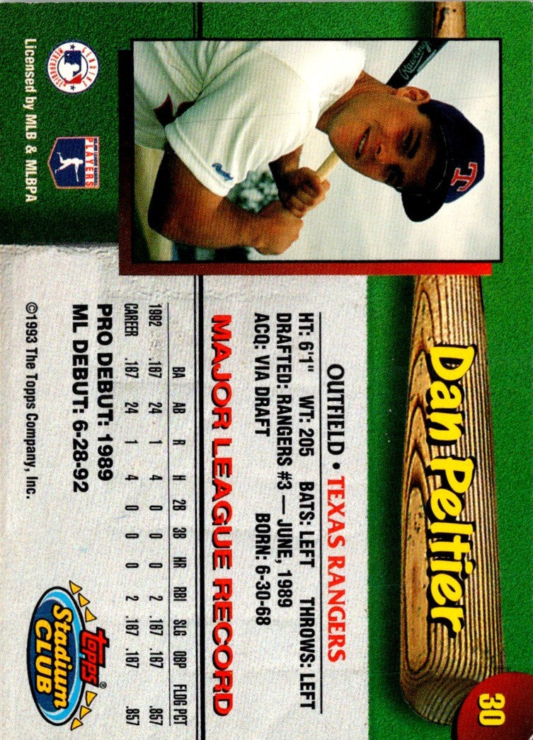 1993 Stadium Club Texas Rangers Dan Peltier