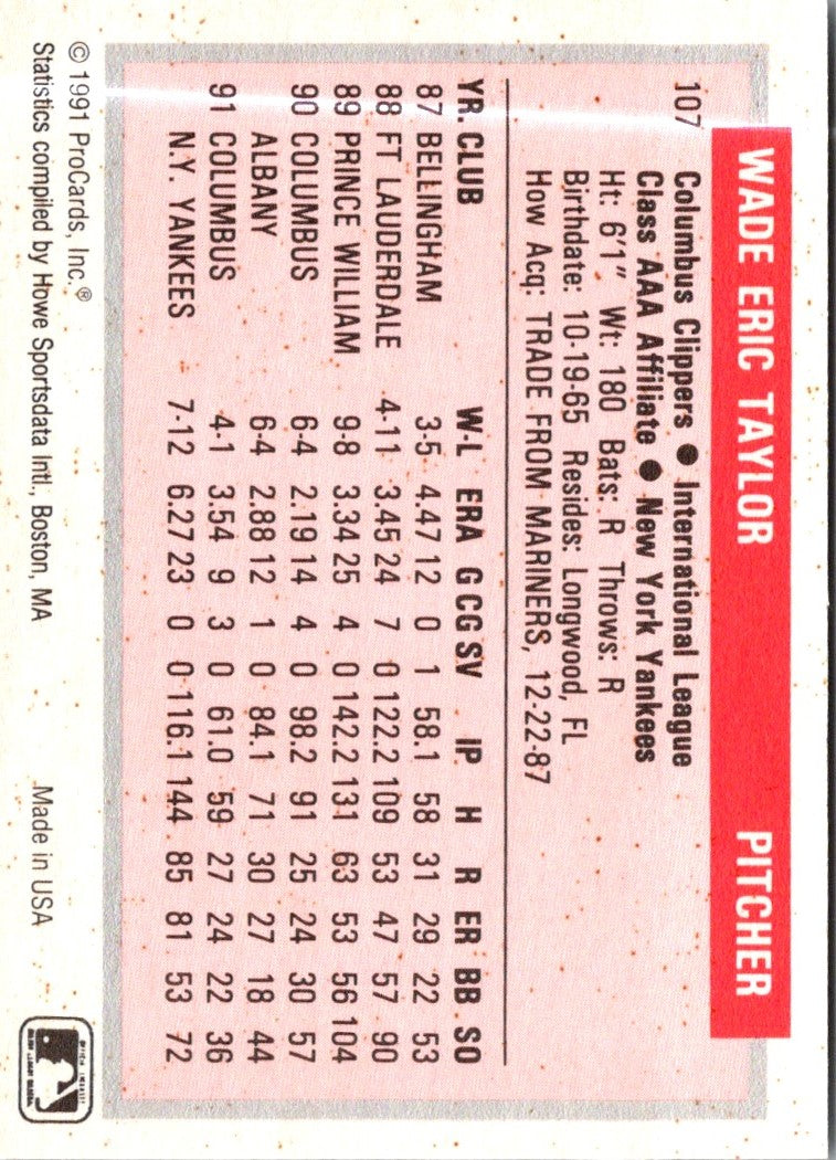 1991 ProCards Wade Taylor