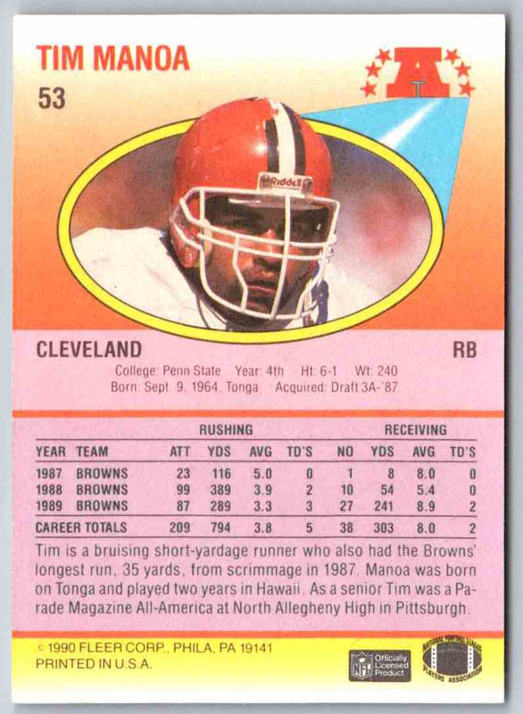 1991 Fleer Ultra Tim Manoa #53