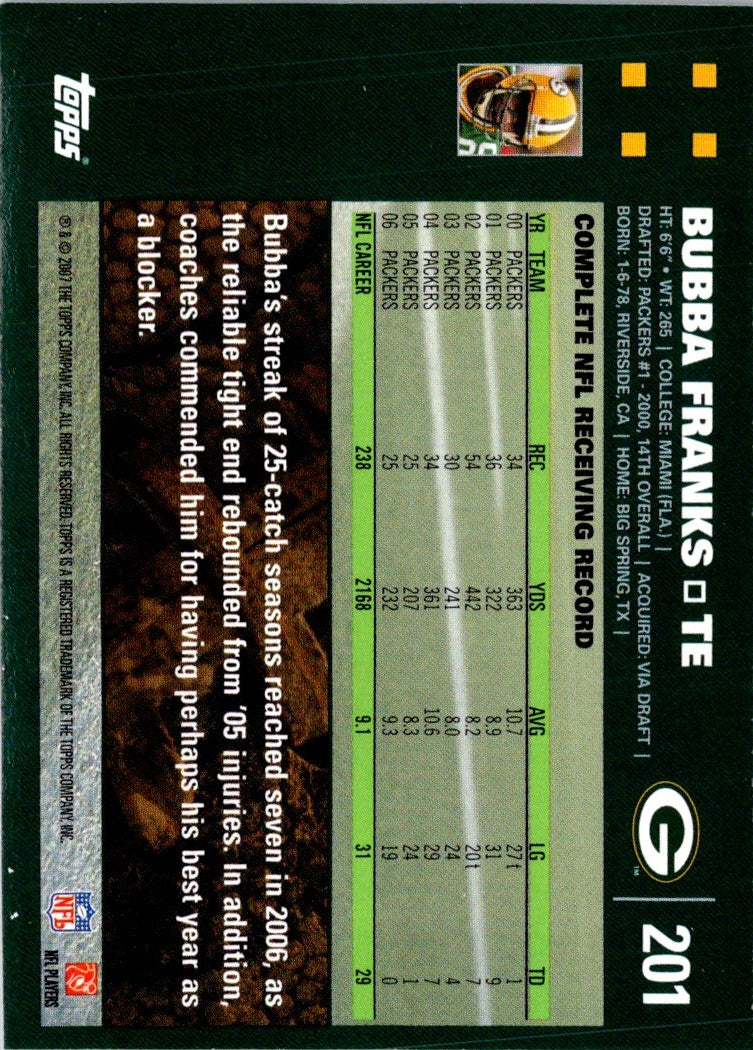 2007 Topps Bubba Franks