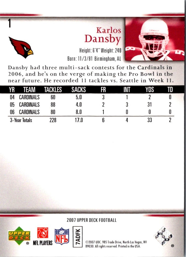 2007 Upper Deck Karlos Dansby