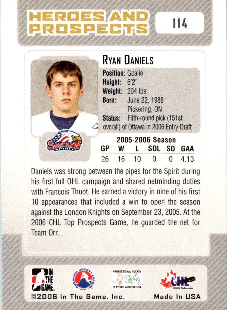 2006 In The Game Heroes and Prospects Ryan Daniels