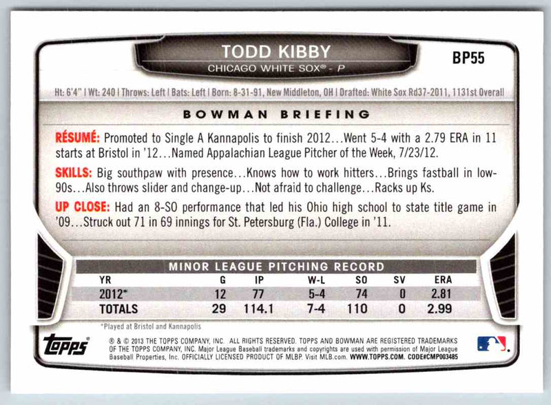 2014 Bowman Todd Kibby