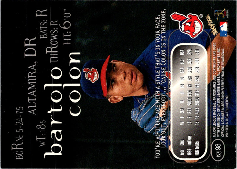 1999 SkyBox Thunder Rave Bartolo Colon