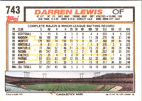 1992 Topps Darren Lewis #743