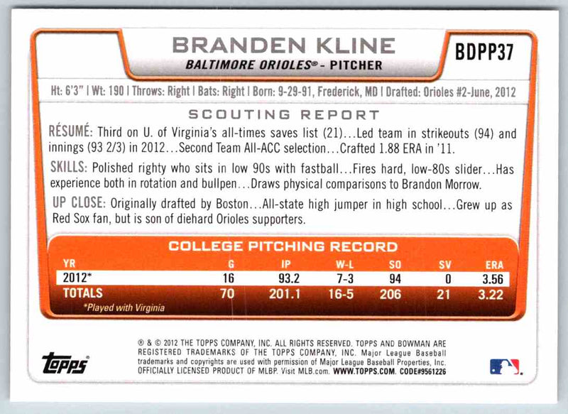 2012 Bowman Branden Kline