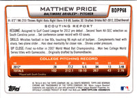 2012 Bowman Draft Picks & Prospects Chrome Matthew Price #BDPP68