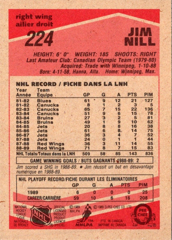 1989 O-Pee-Chee Jim Nill #224