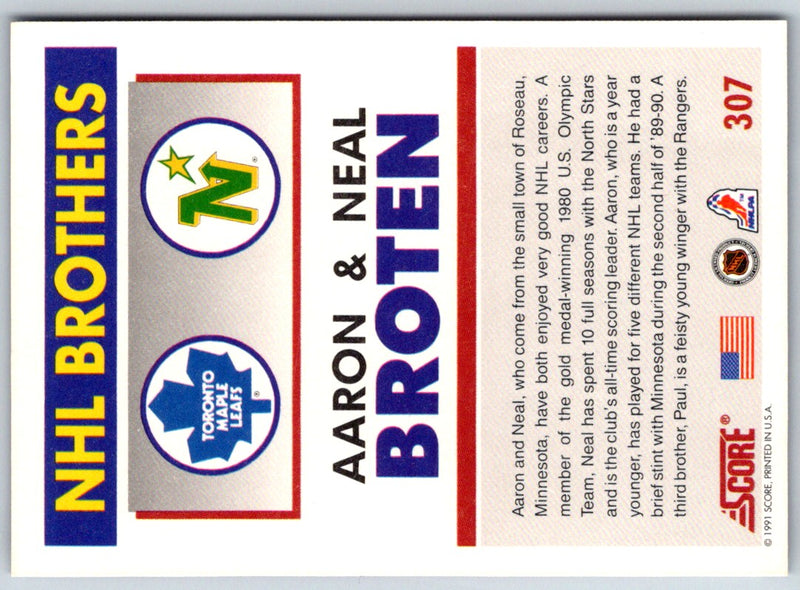 1991 Score American Aaron Broten/Neal Broten (