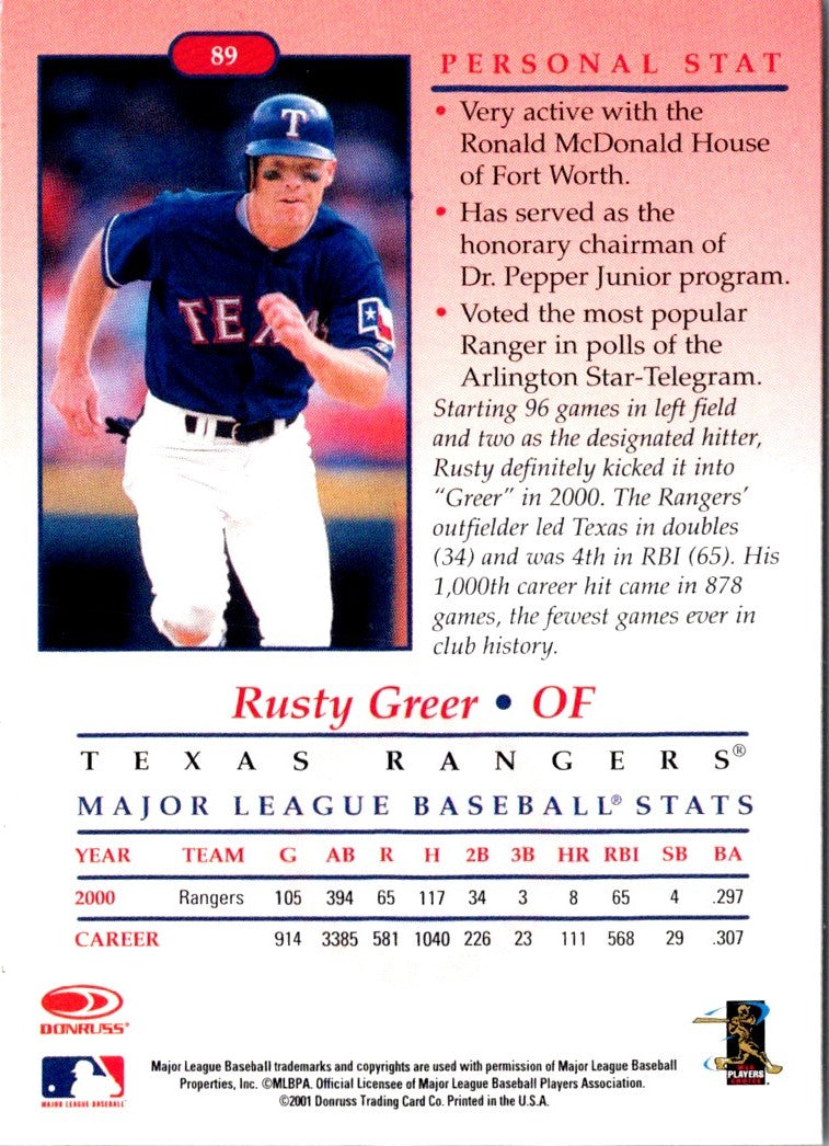 2001 Donruss Classics Rusty Greer