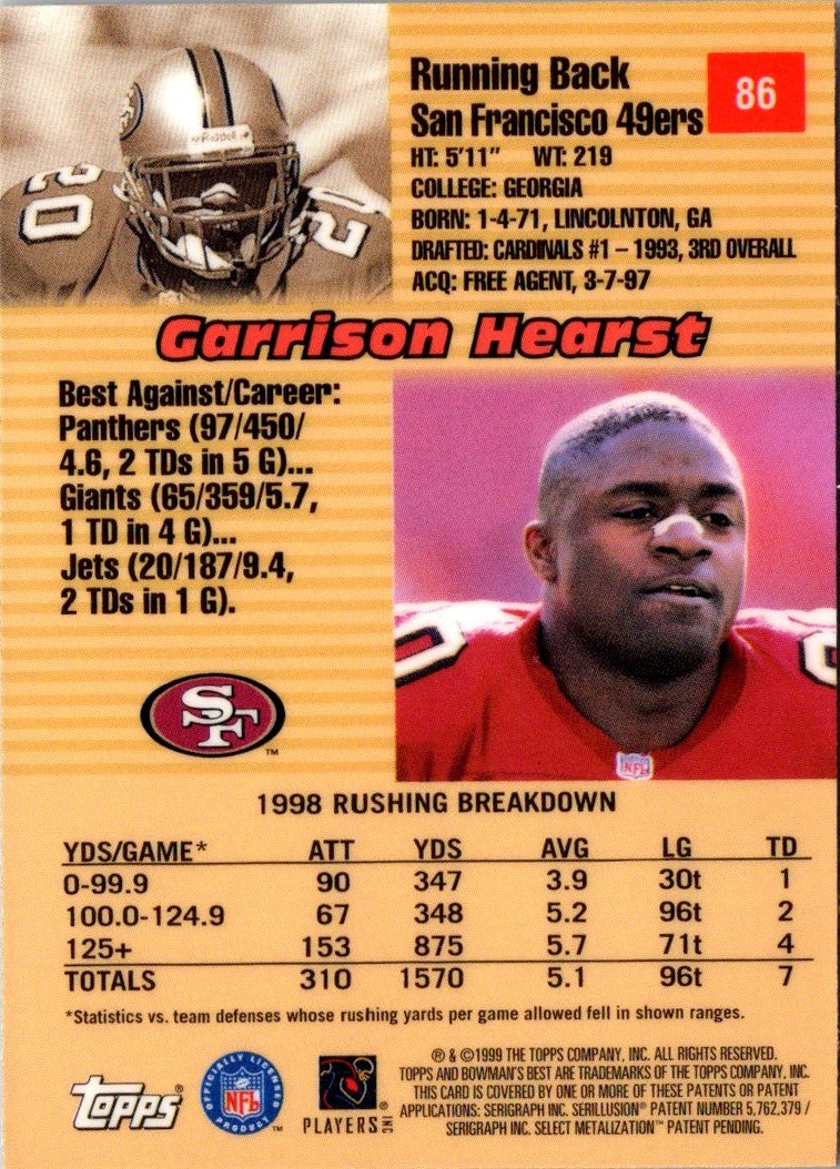 1999 Bowman's Best Garrison Hearst