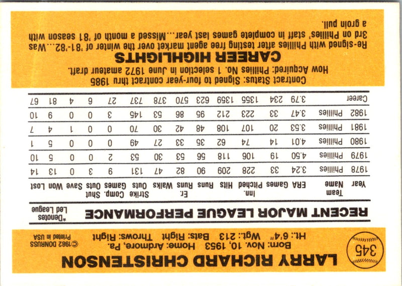 1983 Donruss Larry Christenson