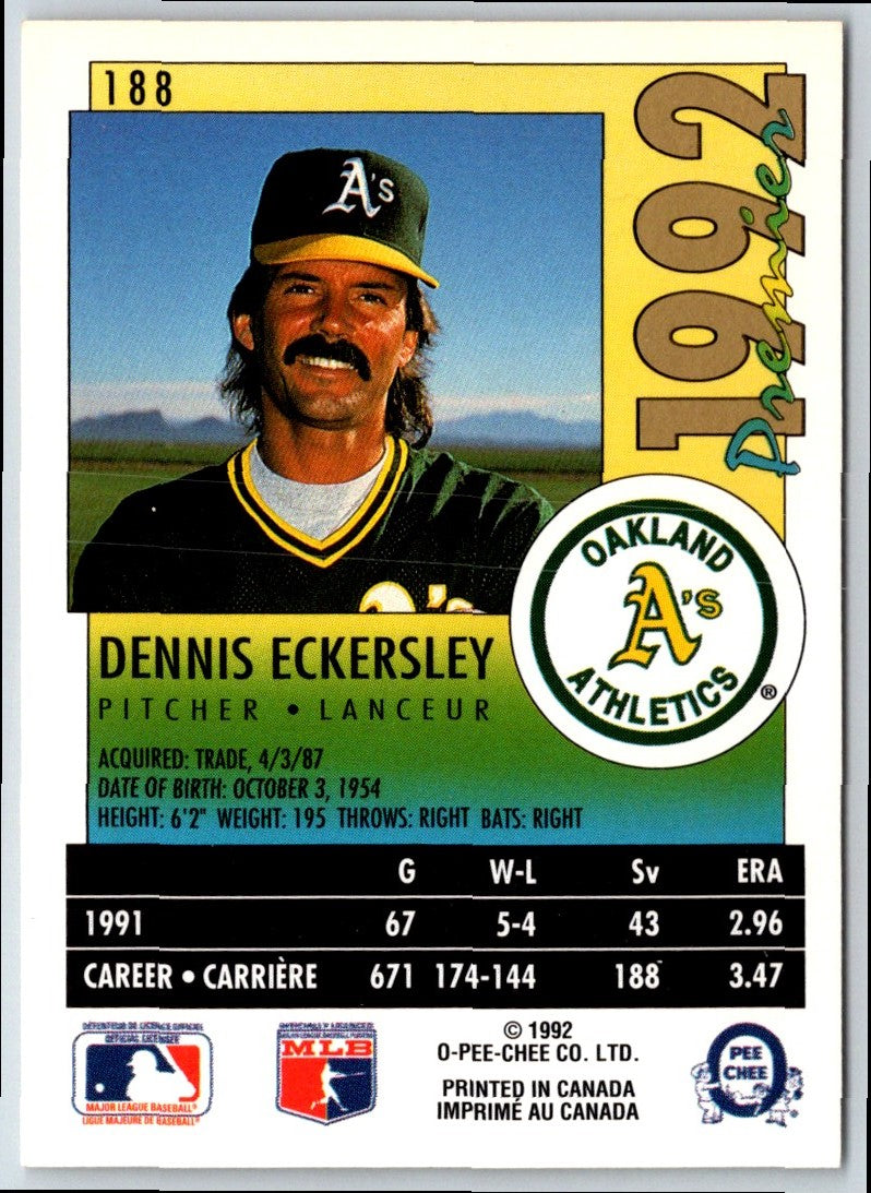 1992 O-Pee-Chee Premier Dennis Eckersley