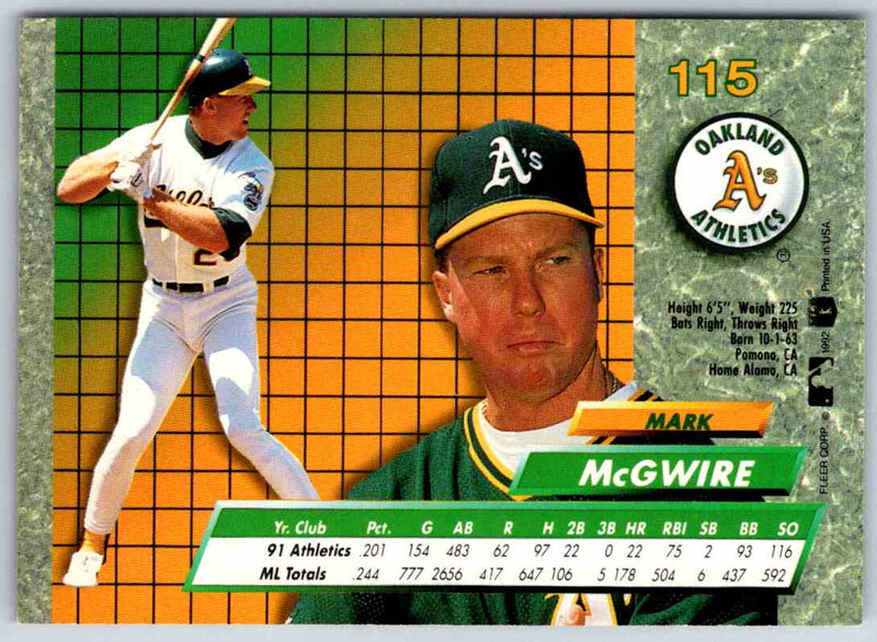 1992 Fleer Ultra Mark Mcgwire