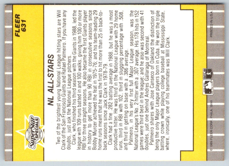 1989 Fleer Will Clark/Rafael Palmeiro