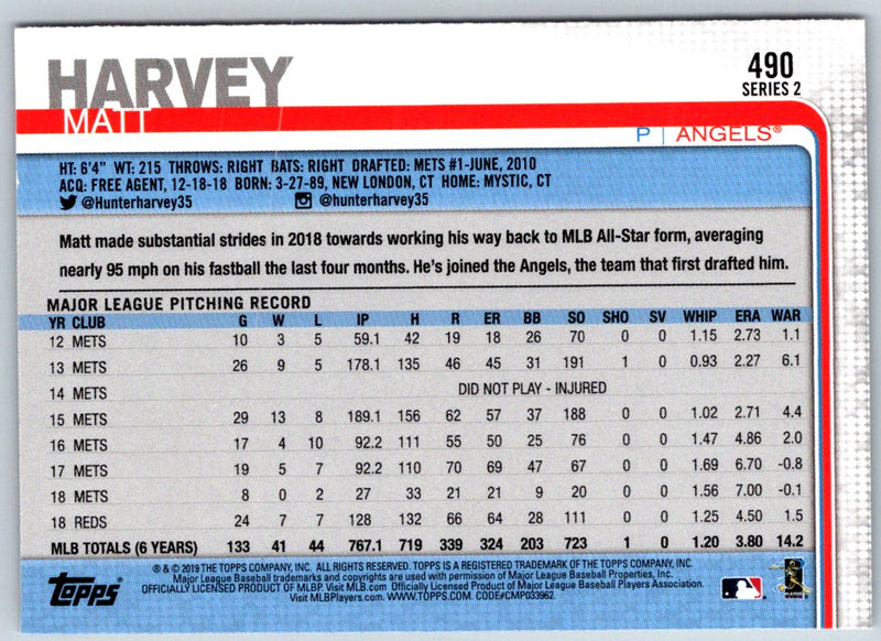 2019 Topps Matt Harvey