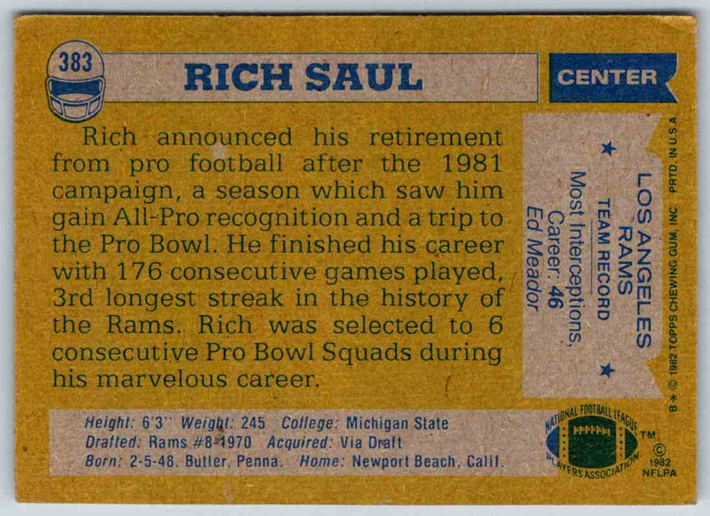 1982 Topps Rich Saul