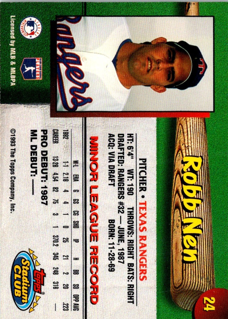 1993 Stadium Club Texas Rangers Robb Nen