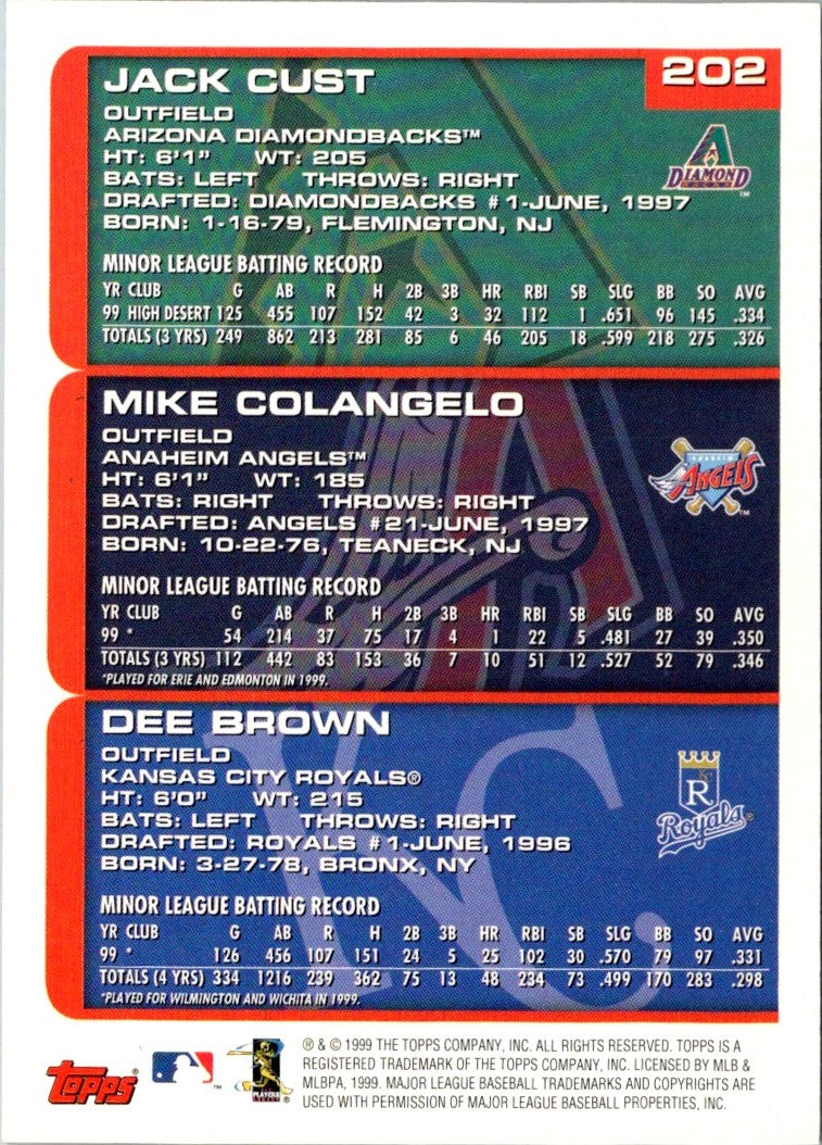 2000 Topps Jack Cust/Mike Colangelo/Dee Brown