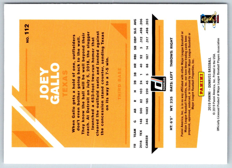 2019 Donruss Career Stat Line Joey Gallo