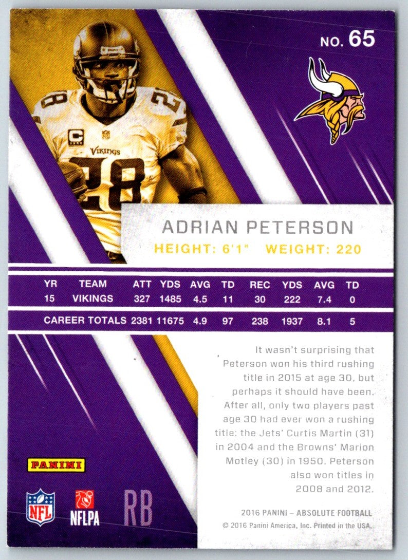 2016 Panini Absolute Adrian Peterson