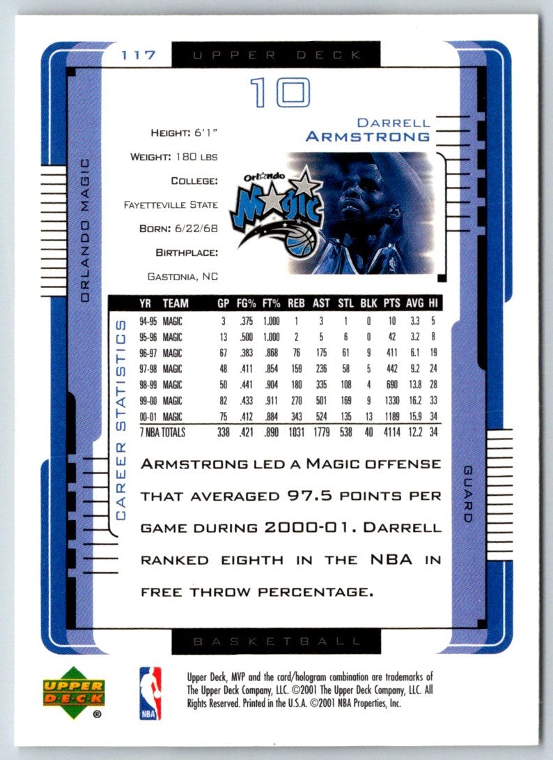 2001 Upper Deck MVP Darrell Armstrong