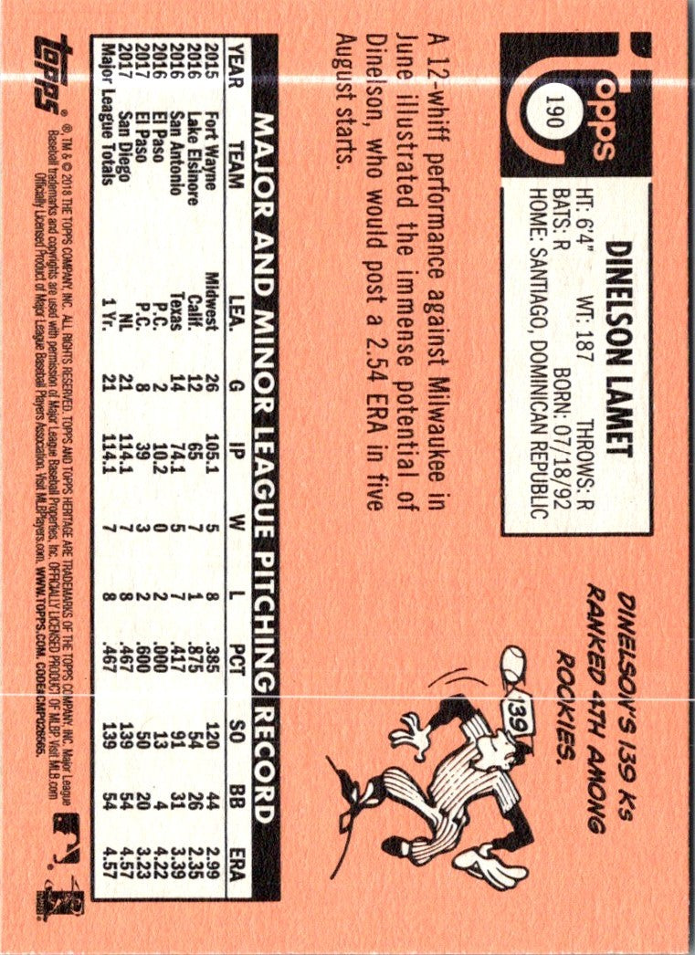 2018 Topps Heritage Dinelson Lamet