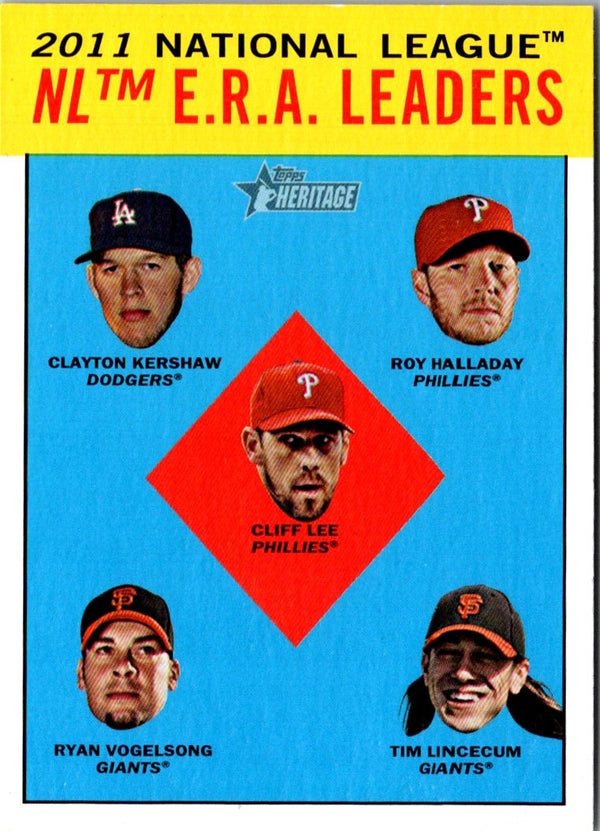 2012 Topps Heritage Clayton Kershaw/Roy Halladay/Cliff Lee/Ryan Vogelsong/Tim Lincecum #5