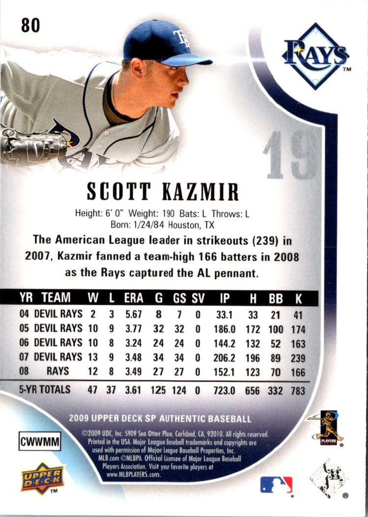 2009 SP Authentic Scott Kazmir