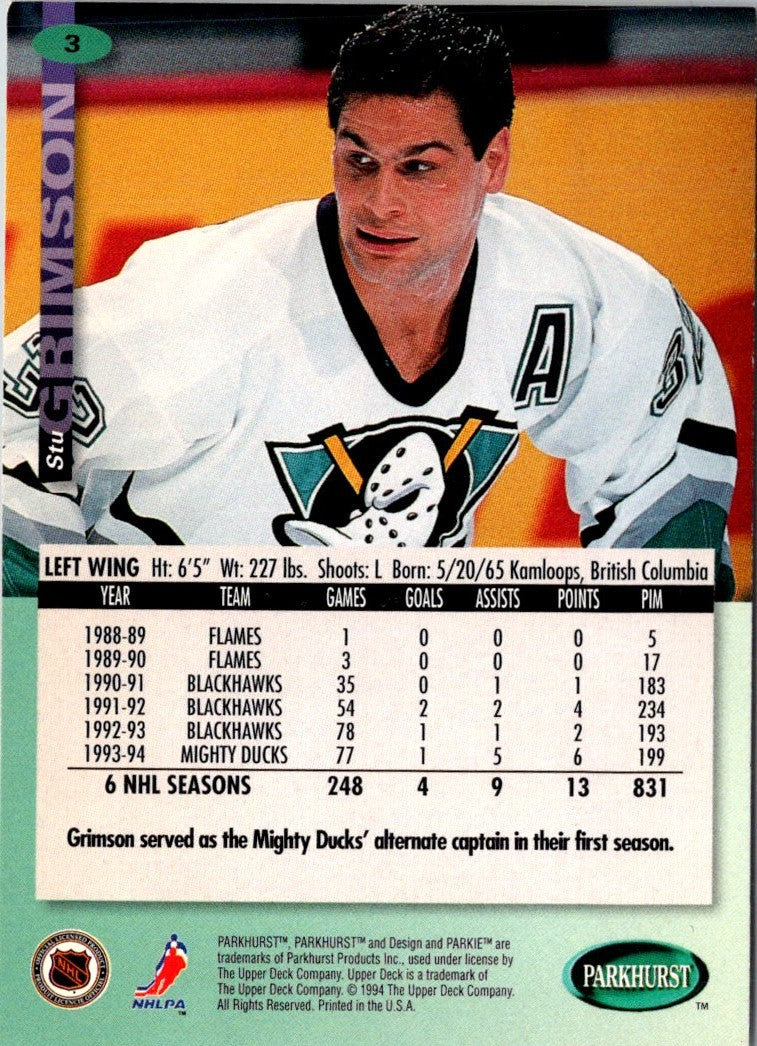 1994 Parkhurst Stu Grimson