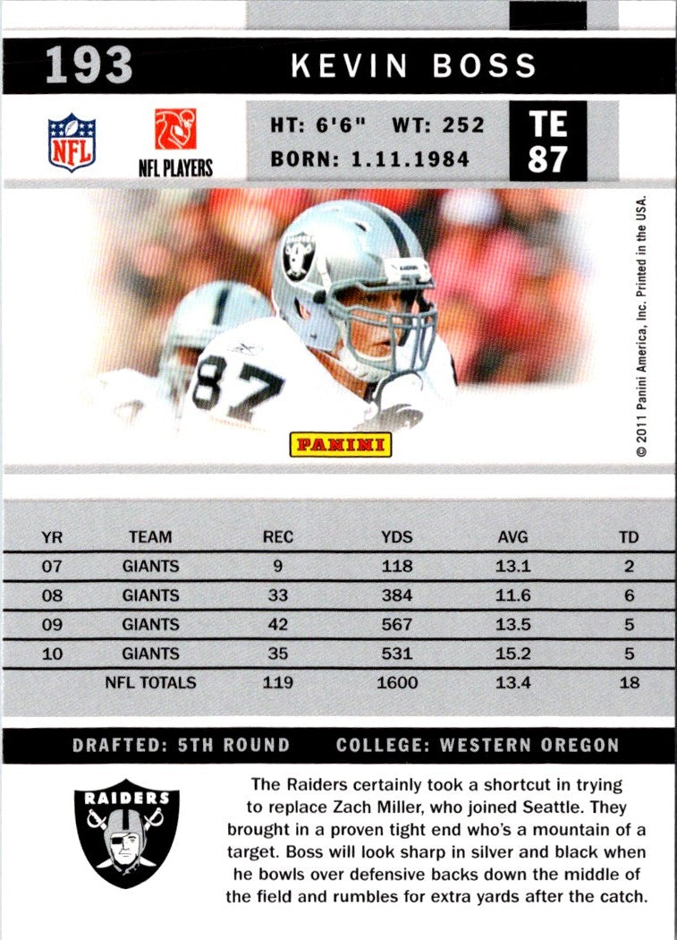 2011 Score Kevin Boss
