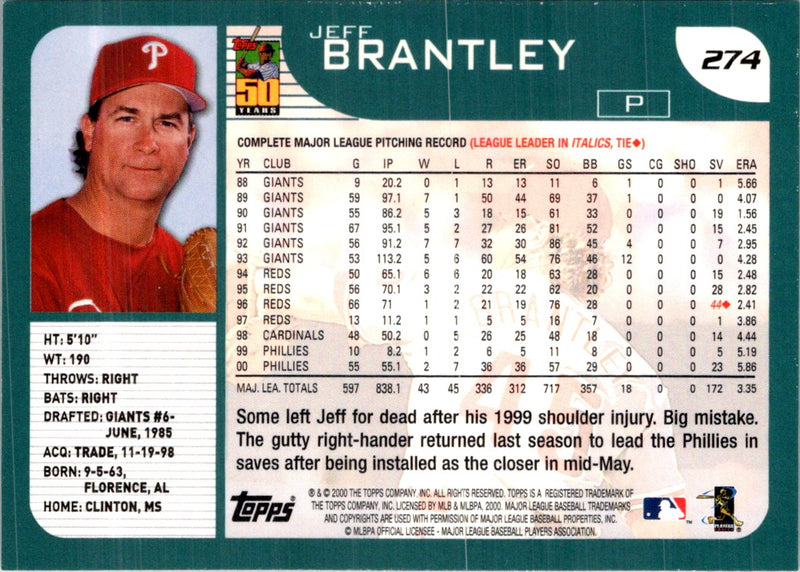 2001 Topps Jeff Brantley