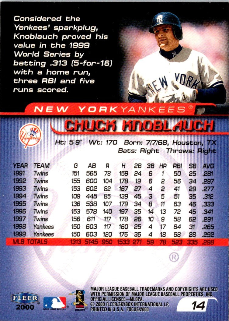 2000 Fleer Focus Chuck Knoblauch